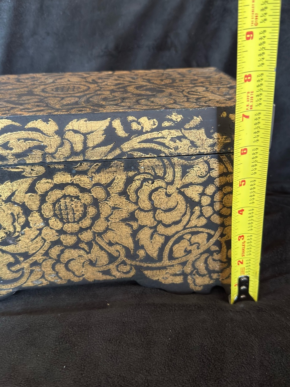 Gold Black Floral Jewelry Box - Elegant Vanity Organizer - Picture 4 of 7